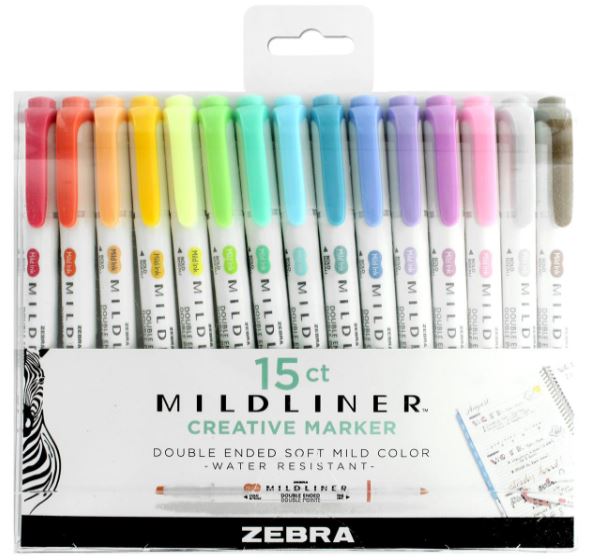 Zebra Mildliner Double Ended Chisel and Bullet Tips - Set of 15 ...