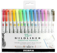 Zebra Mildliner Double Ended Chisel and Bullet Tips - Set of 15 