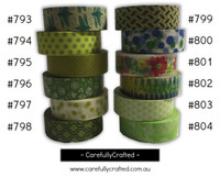 Washi Tape - Green - 15mm x 10 metres - High Quality Masking Tape - #793 - #804