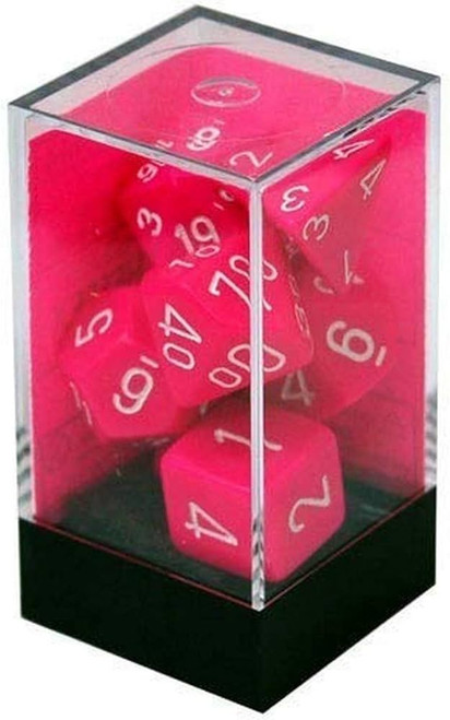 Dice: Chessex - Polyhedral: Opaque Pink/white (7 ct.)