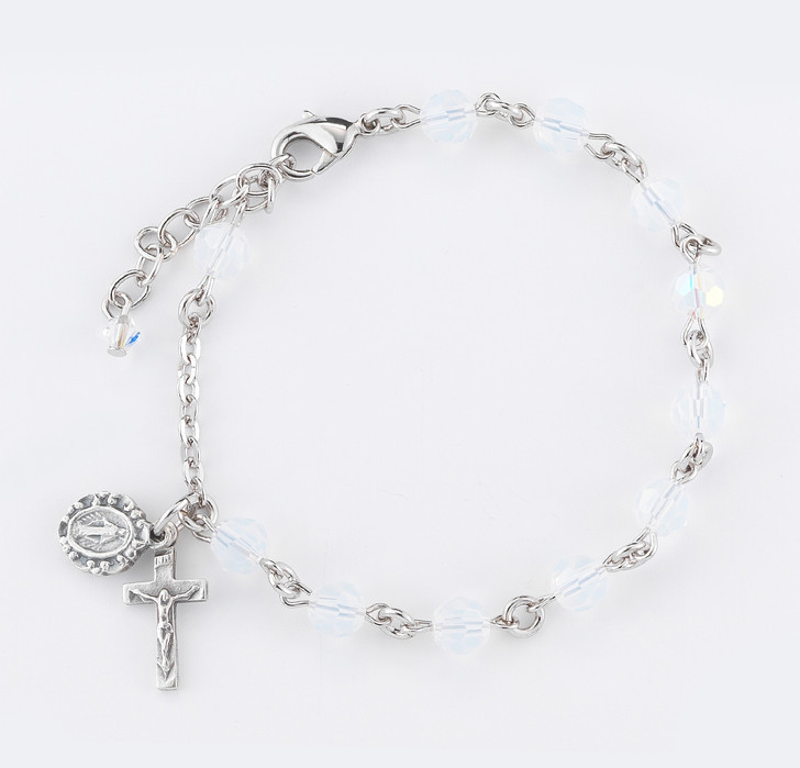 Round Crystal Rosary Bracelet Created with 6mm finest Austrian Crystal Opal Beads by HMH