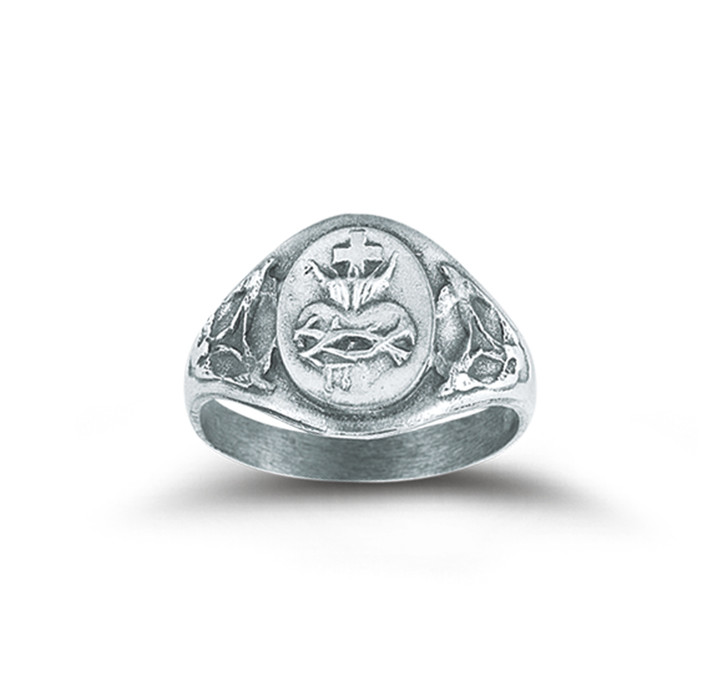 Sterling Silver Sacred Heart of Jesus Ring Size 5