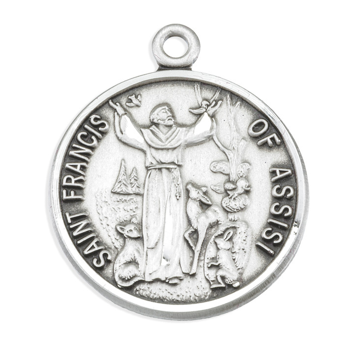 Saint Francis of Assisi Round Sterling Silver Medal