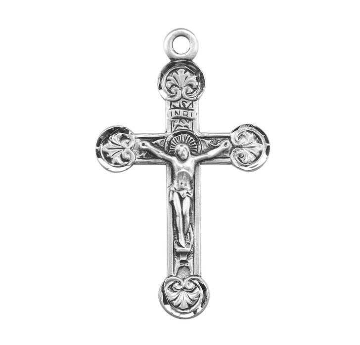 Floret Tipped Sterling Silver Crucifix