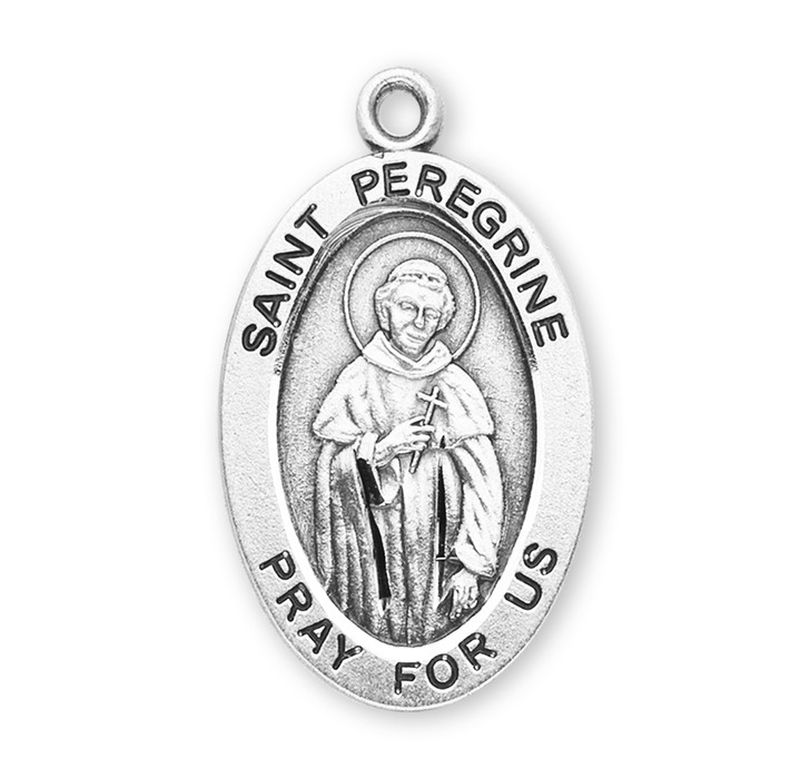 Patron Saint Peregrine Oval Sterling Silver Medal