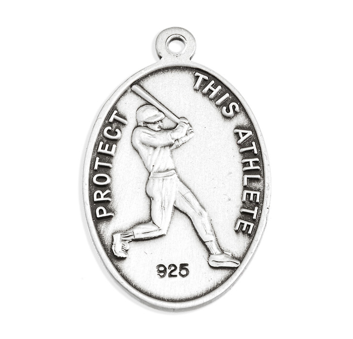Lord Jesus Christ Oval Sterling Silver Baseball Male Athlete Medal