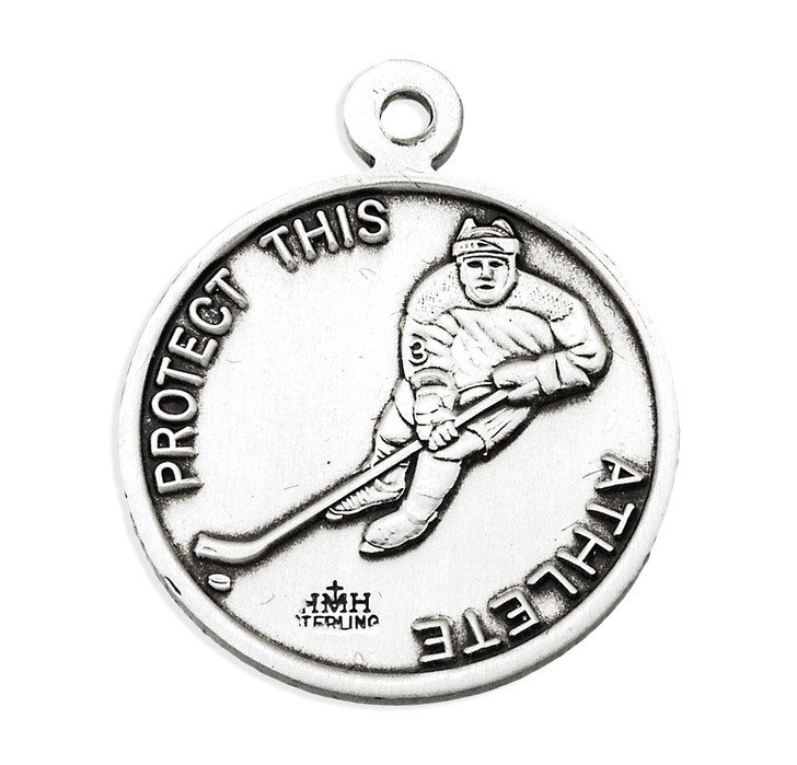 Saint Sebastian Round Sterling Silver Hockey Male Athlete Medal