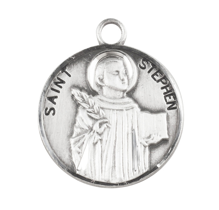 Patron Saint Stephen Round Sterling Silver Medal