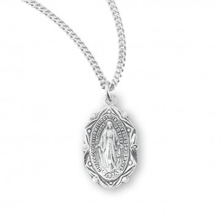 Sterling Silver Oval Miraculous Medal S360218