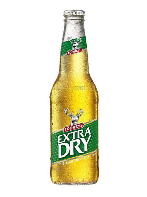 TOOHEYS EXTRA DRY BEER BOTTLES 345ML