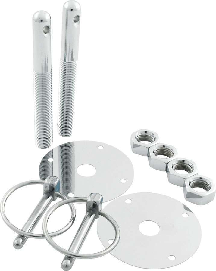 Steel Hood Pin Kit w/ Flip-Over Clips | Allstar Performance