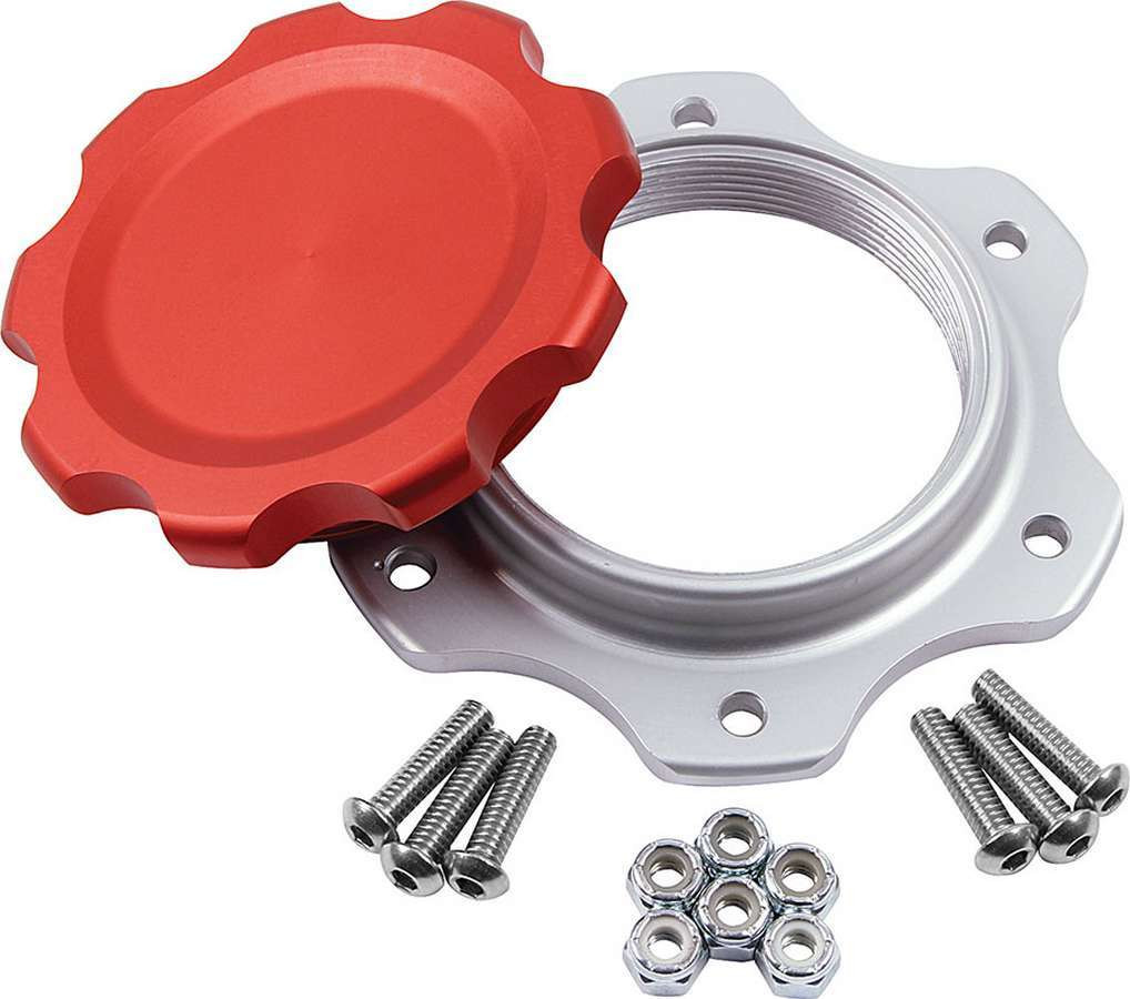 Fuel Cell Cap and Bung JAZ 6-Bolt Red | Allstar Performance