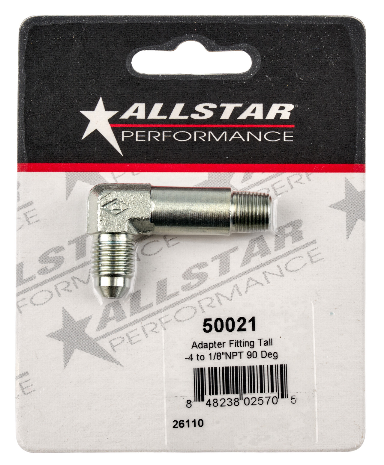 Adapter Fitting Tall -4 To 1/8 NPT 90 Degree ALL50021 | Allstar