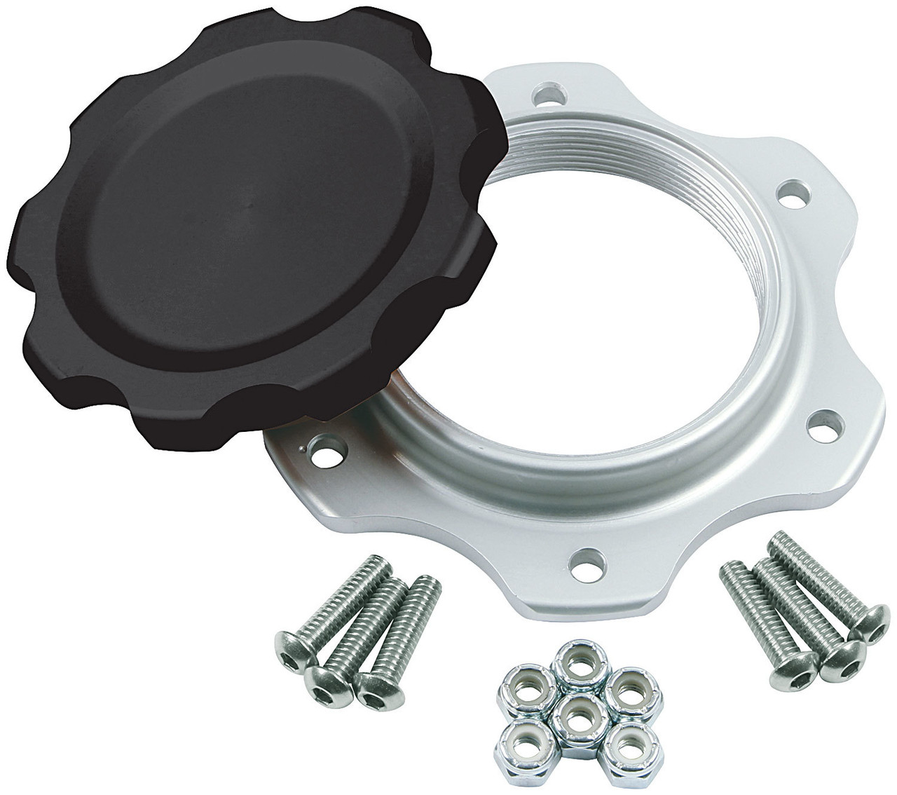 Fuel Cell Cap and Bung JAZ 6-Bolt Blck | Allstar Performance