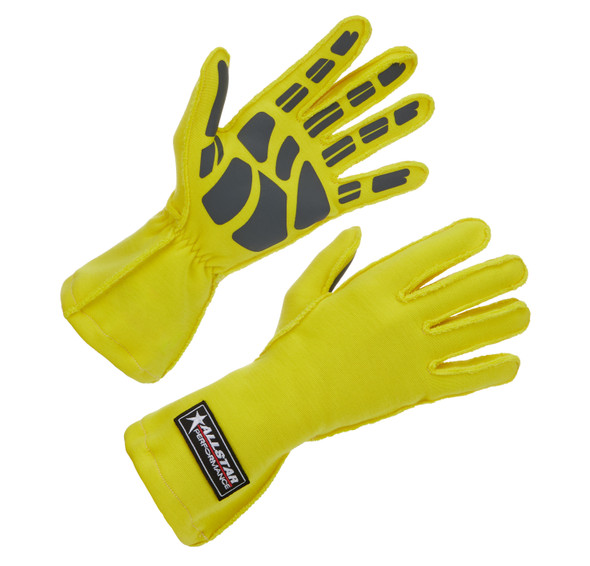 Driving Gloves Non-SFI Outseam S/L LG Yellow ALL913094 Allstar Performance
