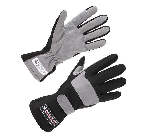 Racing Gloves SFI 3.3/1 S/L Black/Gray Medium ALL911012 Allstar Performance
