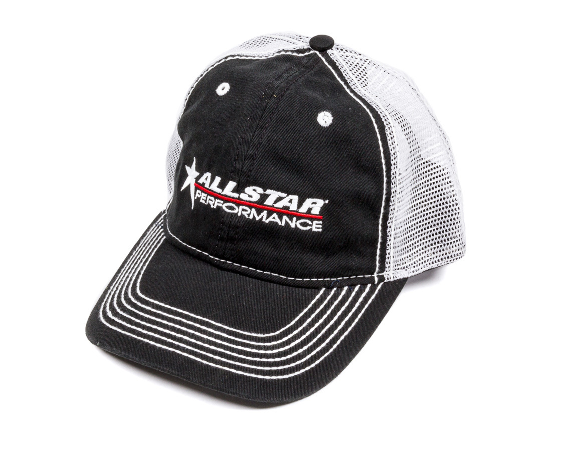 Hat Black with White Mesh Velcro | Allstar Performance