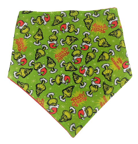 Grinch Flannel Dog Bandana - Green