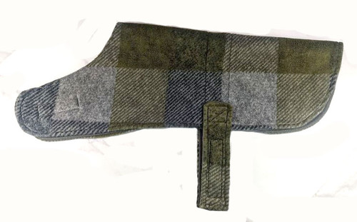 Green and Gray Check Fleece Dog Coat