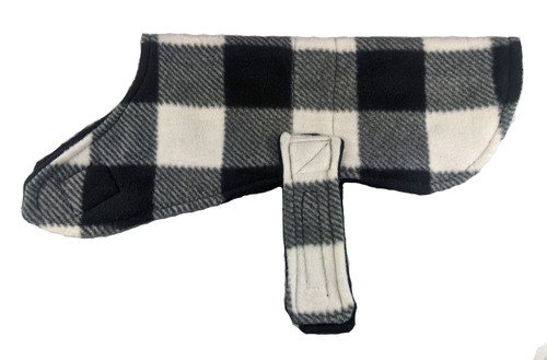 Black and White Buffalo Check Fleece Dog Coat