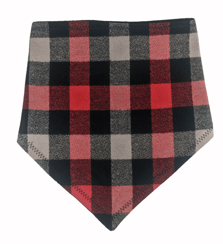 Red, Black and Gray Check Flannel Dog Bandana