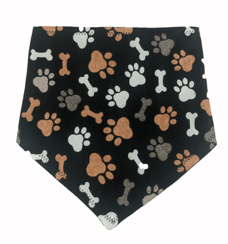 Paws and Bones Black Flannel Dog Bandana