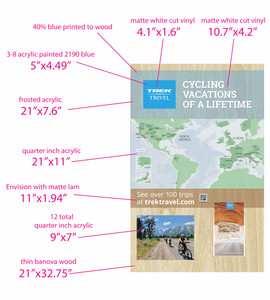 Trek Travel | Counter top display with wood base