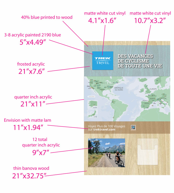 Trek Travel | Counter top display with wood base (French)