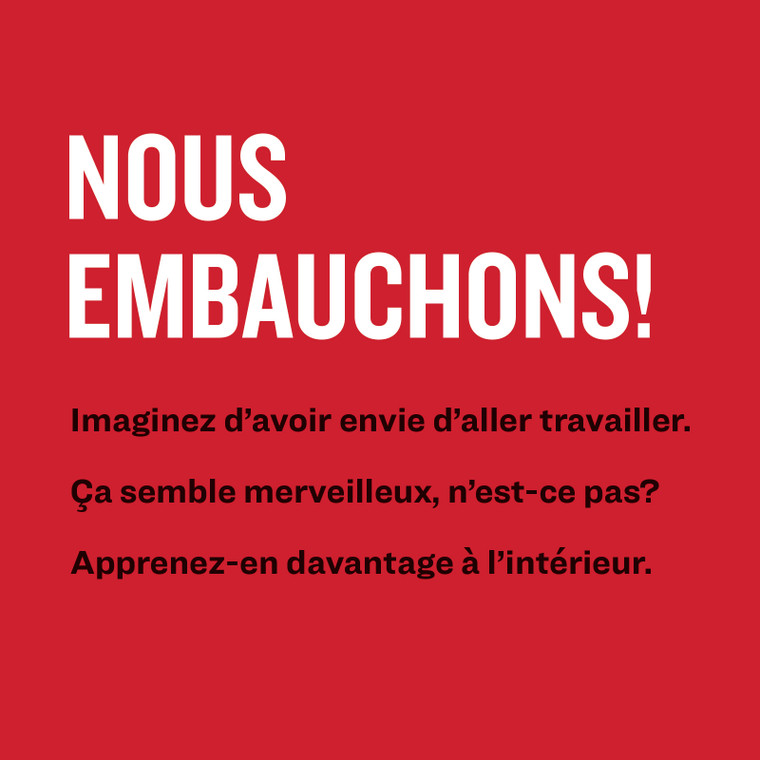 We're Hiring Window Cling A  French (Double-sided)