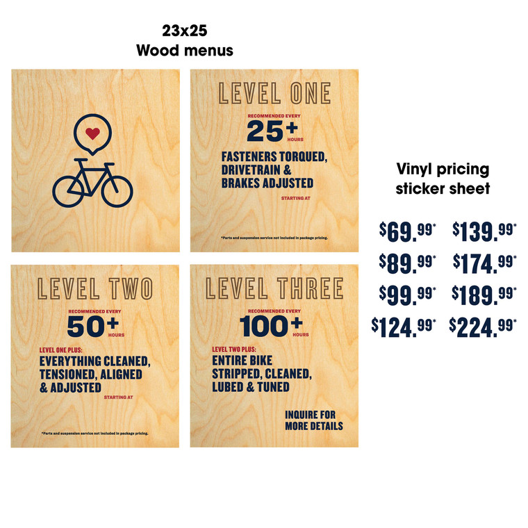 Wood Service Menus | 23x25 (Set of 4 menus with vinyl pricing)