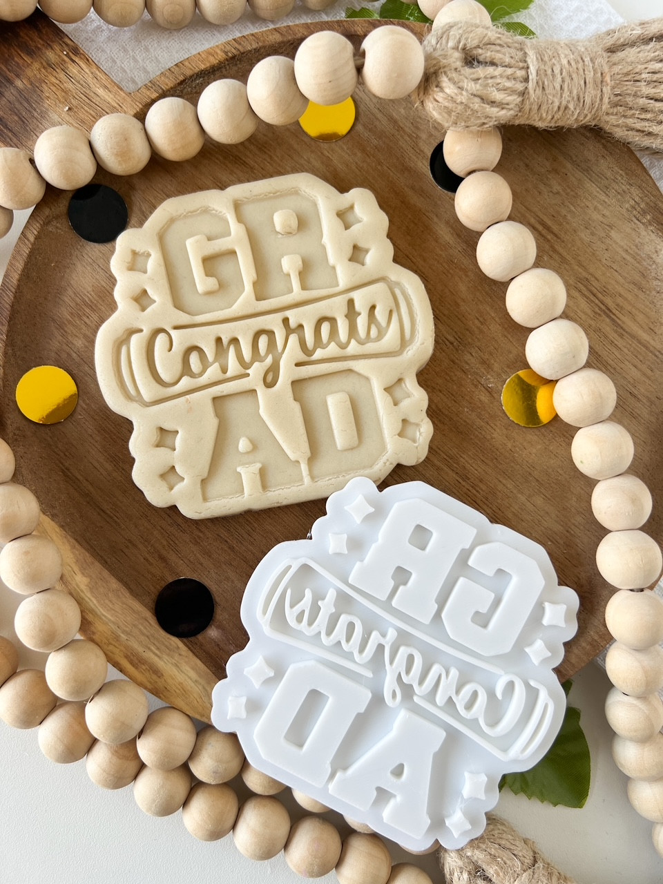 Congrats Grad embosser or debosser Stamp and cutter set - Christines Molds