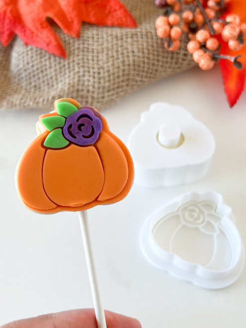 Pumpkin with flower  Cake Pop mold Plunger with Fondant stamp 