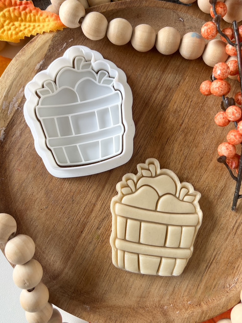 Basket of Apples  Fondant stamp and cutter Set 