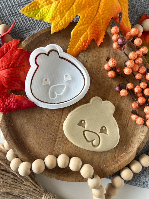 Cute Turkey face  Fondant stamp and cutter Set 