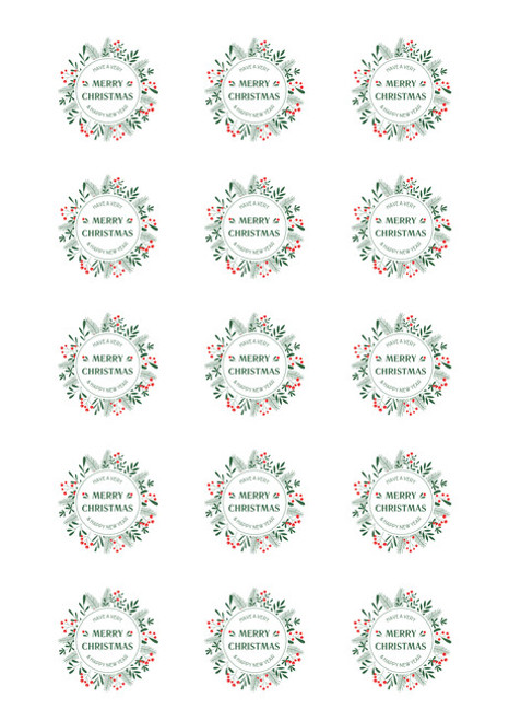   Merry Christmas Happy New Year  edible image  - em10734