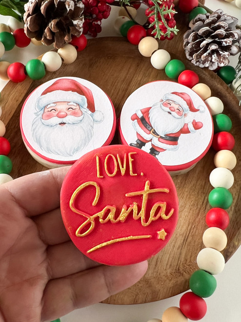  Love Santa   embosser or debosser  fondant stamp 
