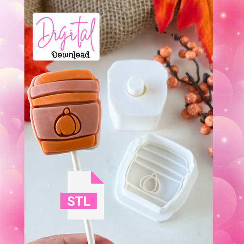  Digital Download Pumpkin Latte Coffee  Cake pop with matching embosser and Cutter Set included STL FILES