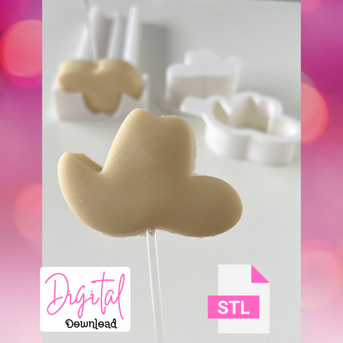 Digital  Download Cowboy  Hat Side   plunger mold with stand / tray STL FILE