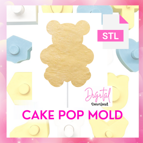  Digital Download Bear with Heart  Cake pop mold  STL FILE