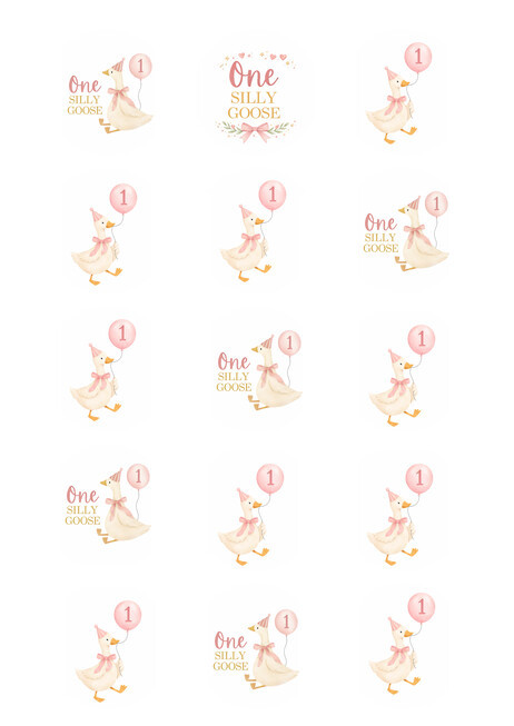 One Silly Goose Pink    Image edible image  -em1078