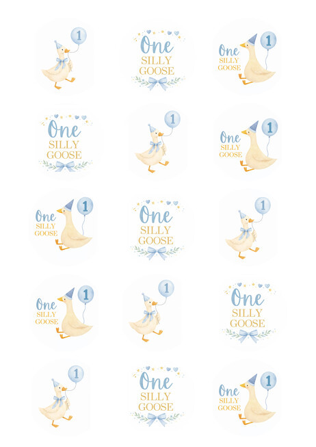 One Silly Goose Blue  Image edible image  -em1079