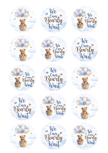 We can bearly Wait Blue  Image edible image  -em1080