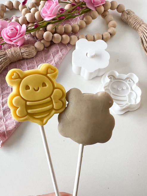 Bee with Heart Ears  Cake pop Fondant embosser and cutter Mold Set 