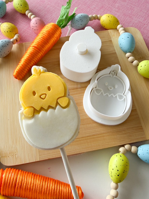 Chick in egg Cake pop Fondant embosser and cutter Mold Set 