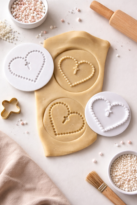  Rosary beads Heart  embosser or debosser  fondant stamp 