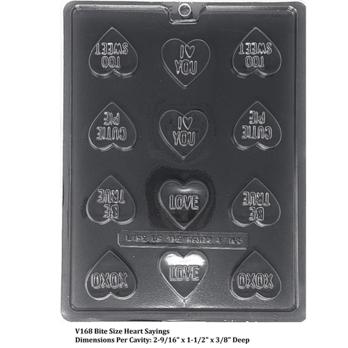 Bite Size Heart with Phrases Valentine's Day Heart Chocolate Candy Mold