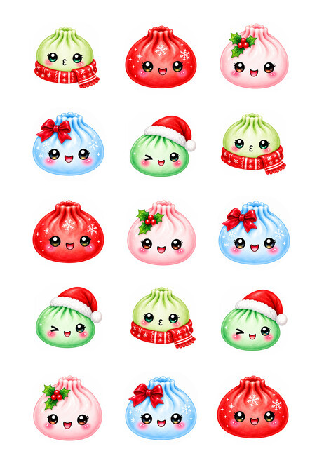 Dumpling squishies Christmas Image edible image  em1133