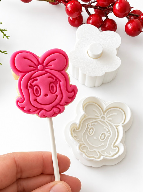 Girl Mean Monster    with Embossing Stamp cake pop mold 