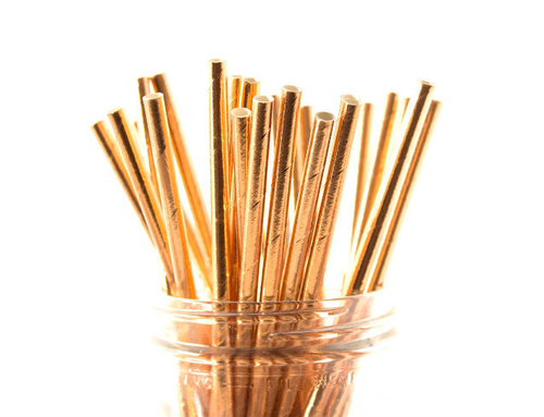 25pc Paper Straws Rose Gold