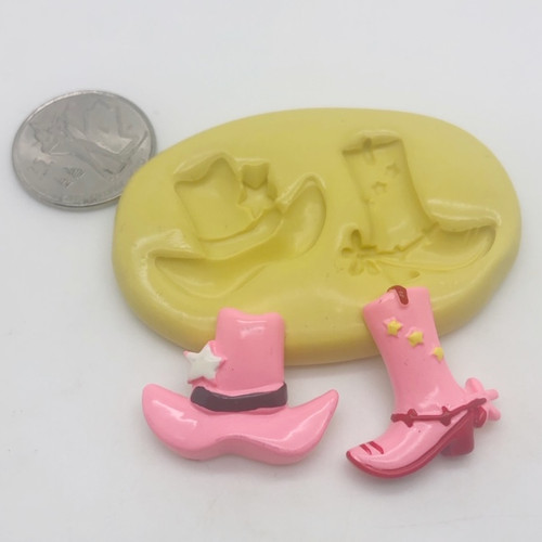 Cowboy Boots and Hat Set Mold  Silicone 